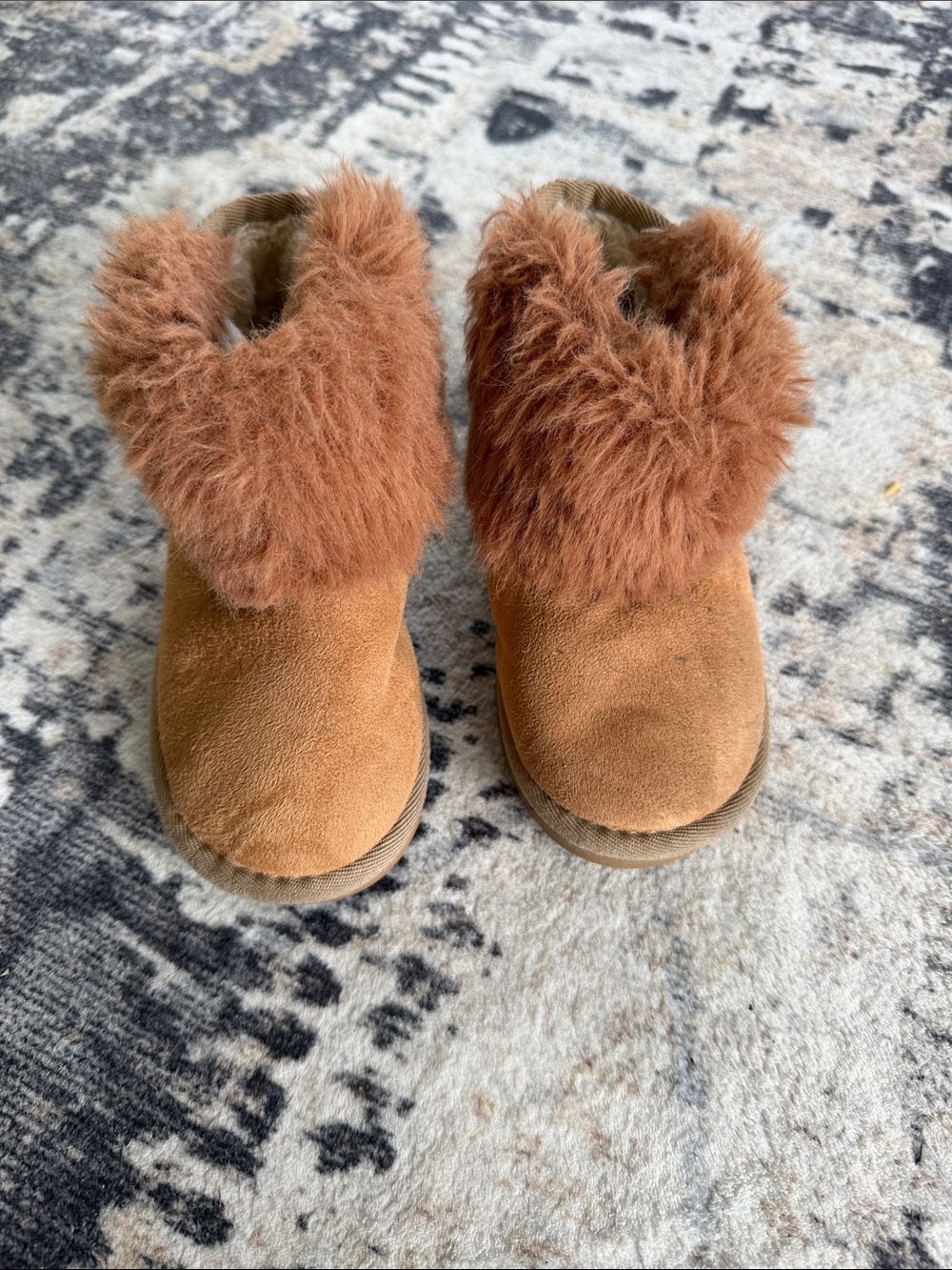 Kids Faux Fur Booties - Brown